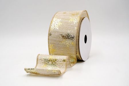 Khaki_Weihnachts-Schneeflocken Folienprint Drahtband_KF9499GC-13-183
