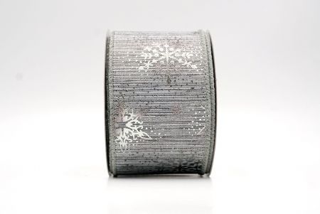 Graue_Weihnachts-Schneeflocken Folienprint Drahtband_KF9499GC-50-197