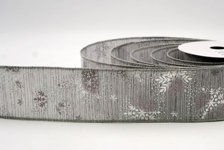Graue_Weihnachts-Schneeflocken Folienprint Drahtband_KF9499GC-50-197