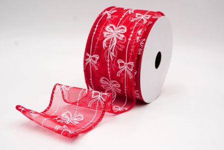 Rotes, durchsichtiges Weihnachtsfolie Schneeflocken Drahtband_KF9502GC-7-7