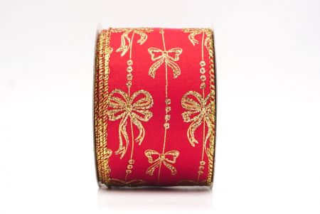 Rotes- Gold Weihnachtsfolie Schneeflocken Drahtband_KF9503G-7