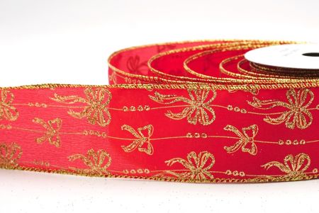 Rotes- Gold Weihnachtsfolie Schneeflocken Drahtband_KF9503G-7