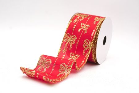 Rotes- Gold Weihnachtsfolie Schneeflocken Drahtband_KF9503G-7