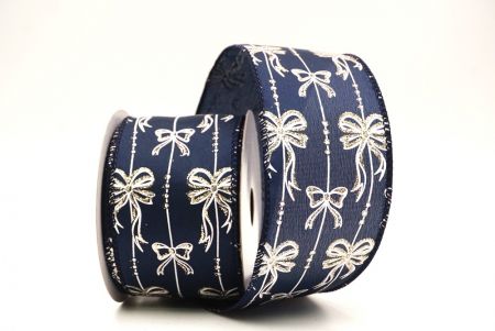 Marineblaues Weihnachtsfolie Schneeflocken Drahtband_KF9504GC-4-4