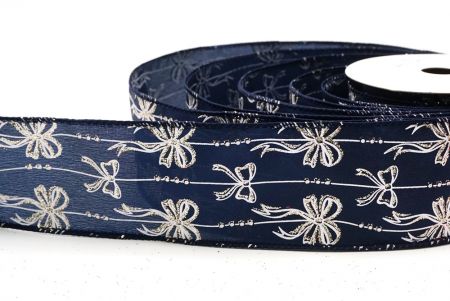 Marineblaues Weihnachtsfolie Schneeflocken Drahtband_KF9504GC-4-4