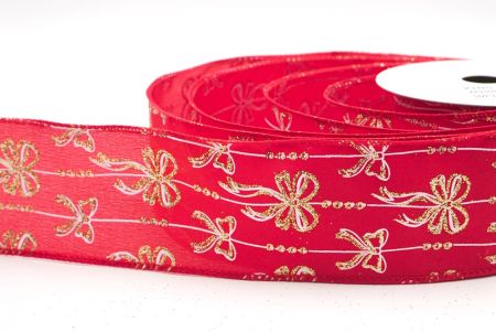 Rotes1- Gold Weihnachtsfolie Schneeflocken Drahtband_KF9504GC-7G-7