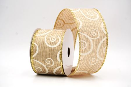 Beiges klassisches Wirbelmuster-Band mit Draht_KF9505G-14