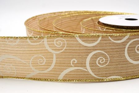 Beiges klassisches Wirbelmuster-Band mit Draht_KF9505G-14