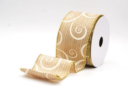 Beiges klassisches Wirbelmuster-Band mit Draht_KF9505G-14