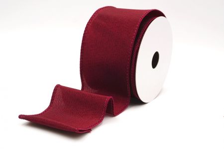 Burgunderfarbenes Weihnachts-Drahtband in einfarbig_KF9511GC-8-8