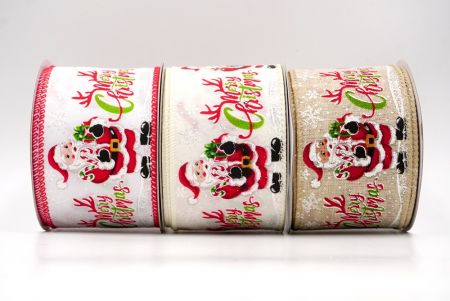Santa Claus Merry Christmas Wired Ribbon - Santa Claus Merry Christmas Wired Ribbon