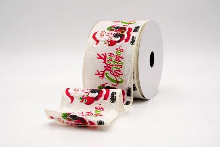 Creme_Santa Claus Fröhliche Weihnachten Drahtband_KF9514GC-2-2