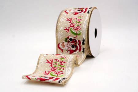 Khaki_Santa Claus Fröhliche Weihnachten Drahtband_KF9515GC-13-183