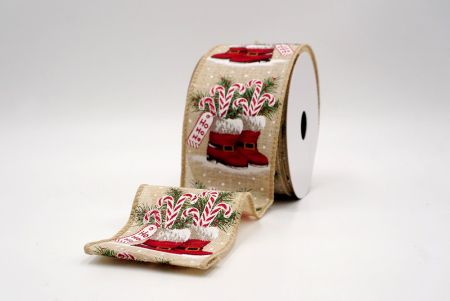 Khaki_Buty Mikołaja i Wstążka Druciana w Kształcie Laski Cukrowej_KF9516GC-13-183