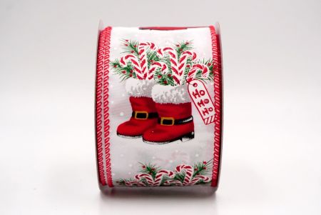 Białe_Buty Mikołaja i Wstążka Druciana w Kształcie Laski Cukrowej_KF9517GC-1-7