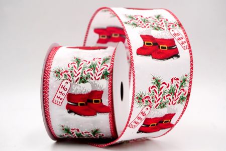 Białe_Buty Mikołaja i Wstążka Druciana w Kształcie Laski Cukrowej_KF9517GC-1-7