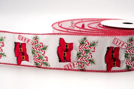 Białe_Buty Mikołaja i Wstążka Druciana w Kształcie Laski Cukrowej_KF9517GC-1-7