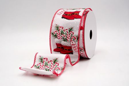 Białe_Buty Mikołaja i Wstążka Druciana w Kształcie Laski Cukrowej_KF9517GC-1-7