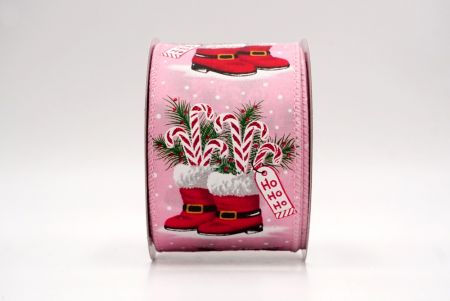 Różowe_Buty Mikołaja i Wstążka Druciana w Kształcie Laski Cukrowej_KF9517GC-5-5