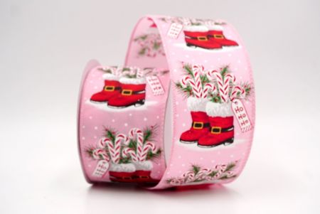 Różowe_Buty Mikołaja i Wstążka Druciana w Kształcie Laski Cukrowej_KF9517GC-5-5