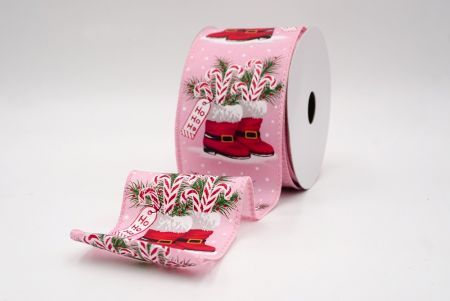 Różowe_Buty Mikołaja i Wstążka Druciana w Kształcie Laski Cukrowej_KF9517GC-5-5