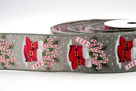 Szary_Buty Mikołaja i Wstążka Druciana w Kształcie Laski Cukrowej_KF9517GC-50-197