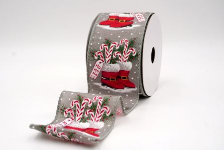 Szary_Buty Mikołaja i Wstążka Druciana w Kształcie Laski Cukrowej_KF9517GC-50-197