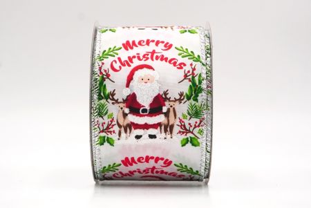 Weißer Weihnachtsmann Fröhliche Weihnachten Kranz Drahtband_KF9521G-1