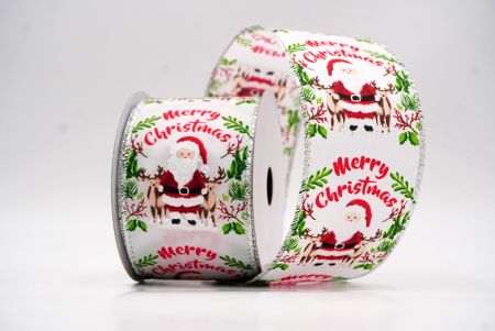 Weißer Weihnachtsmann Fröhliche Weihnachten Kranz Drahtband_KF9521G-1