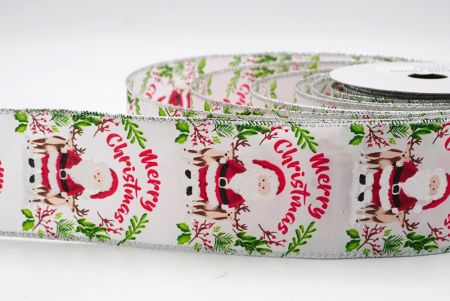 Weißer Weihnachtsmann Fröhliche Weihnachten Kranz Drahtband_KF9521G-1