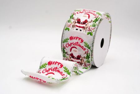Weißer Weihnachtsmann Fröhliche Weihnachten Kranz Drahtband_KF9521G-1