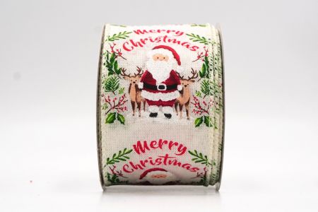 Cremeweißer Weihnachtsmann Fröhliche Weihnachten Kranz Drahtband_KF9522GC-2-2