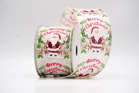 Cremeweißer Weihnachtsmann Fröhliche Weihnachten Kranz Drahtband_KF9522GC-2-2