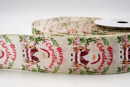 Cremeweißer Weihnachtsmann Fröhliche Weihnachten Kranz Drahtband_KF9522GC-2-2