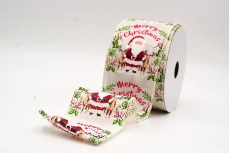 Cremeweißer Weihnachtsmann Fröhliche Weihnachten Kranz Drahtband_KF9522GC-2-2