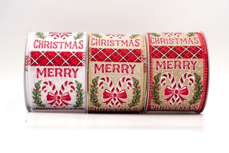 Merry Christmas Candy Cane Wired Ribbon - Merry Christmas Candy Cane Wired Ribbon