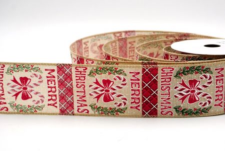 Kaki_Ruban en fil de fer de bonbon canne de Noël_KF9523GC-13-183