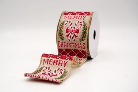 Kaki_Ruban en fil de fer de bonbon canne de Noël_KF9523GC-13-183