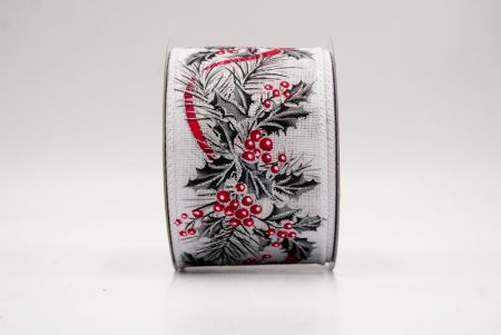 सफेद_छुट्टी बेरी और हरियाली वायर्ड रिबन_KF9528GC-1-1