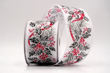 सफेद_छुट्टी बेरी और हरियाली वायर्ड रिबन_KF9528GC-1-1