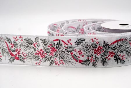 सफेद_छुट्टी बेरी और हरियाली वायर्ड रिबन_KF9528GC-1-1