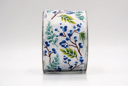 सफेद_छुट्टी बेरी और हरियाली वायर्ड रिबन_KF9529GC-1-1