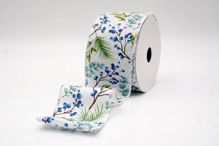 सफेद_छुट्टी बेरी और हरियाली वायर्ड रिबन_KF9529GC-1-1