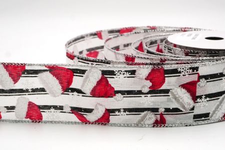 Weißer Silber Weihnachtsmannhut Weihnachtsdrahtband_KF9536G-1