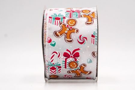 Witte Peperkoekman & Snoep Kerst Wired Ribbon_KF9537GC-1-1