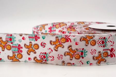 Witte Peperkoekman & Snoep Kerst Wired Ribbon_KF9537GC-1-1