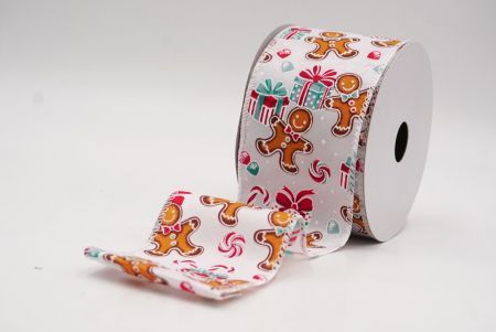 Witte Peperkoekman & Snoep Kerst Wired Ribbon_KF9537GC-1-1