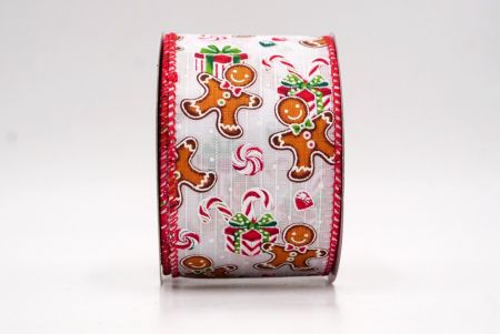 Wit - Rood Peperkoekman & Snoep Kerst Wired Ribbon_KF9538GC-1-7