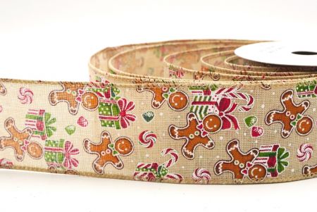 Lichtbruine Peperkoekman & Snoep Kerst Wired Ribbon_KF9539GC-13-183