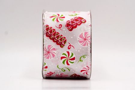 Weißes Weihnachts-Pfefferminzbonbon Drahtband_KF9540GC-1-1
